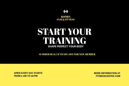Motivational Advertising Fitness Center Flyer 4x6in Horizontal Design Template