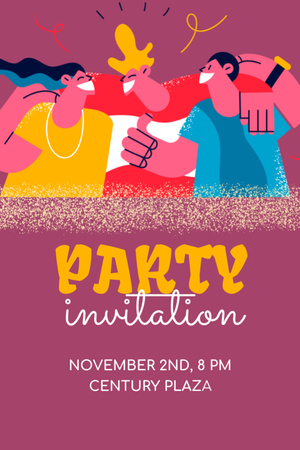 Party Announcement with Best Friends hugging Invitation 6x9in Design Template