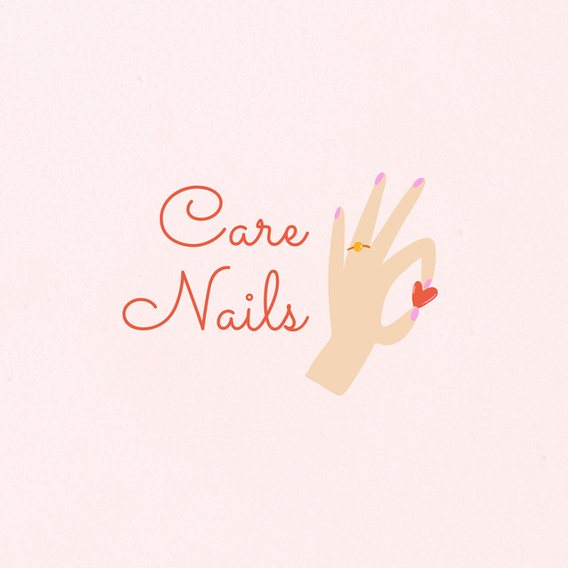 Relaxing Nail Services Offered With Heart Logo Design Template