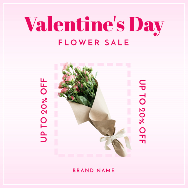 Valentine's Day Flower Sale Instagram AD Design Template