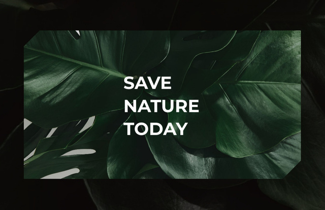 Modèle de visuel Eco Company Ad with Green Plant Leaves - Business Card 85x55mm