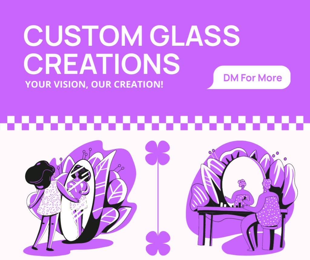 Promo of Custom Glass Creations with Creative Illustration Facebook Modelo de Design