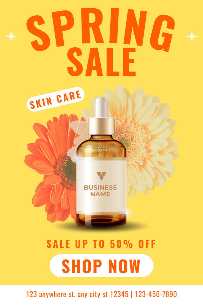 Spring Sale Skin Care Serum Pinterest Πρότυπο σχεδίασης
