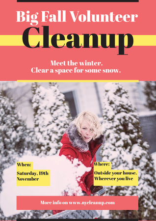 Winter Volunteer clean up Poster Design Template