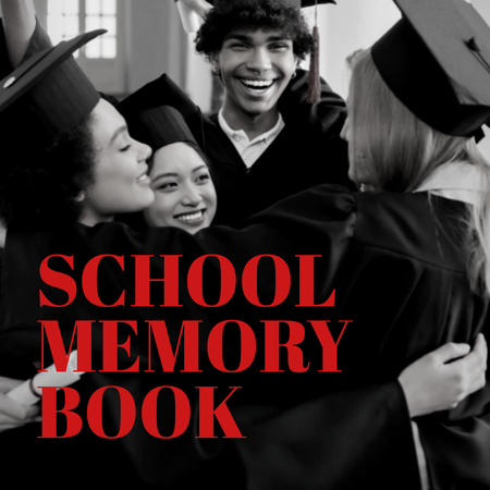 School Memories Book with Happy Teenagers Photo Book Modelo de Design