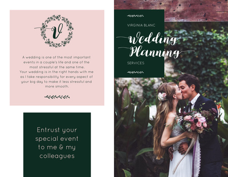 Wedding Planning with Romantic Newlyweds in Mansion Brochure 8.5x11in Bi-fold Design Template