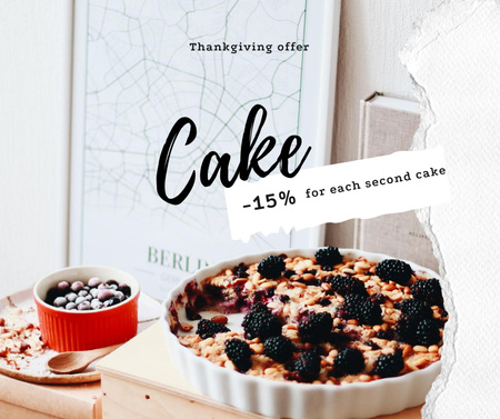 Platilla de diseño Thanksgiving Festive Cakes Sale Offer Facebook