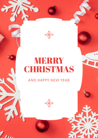 Merry Christmas And Happy New Year Congratulations Postcard A6 Vertical Design Template