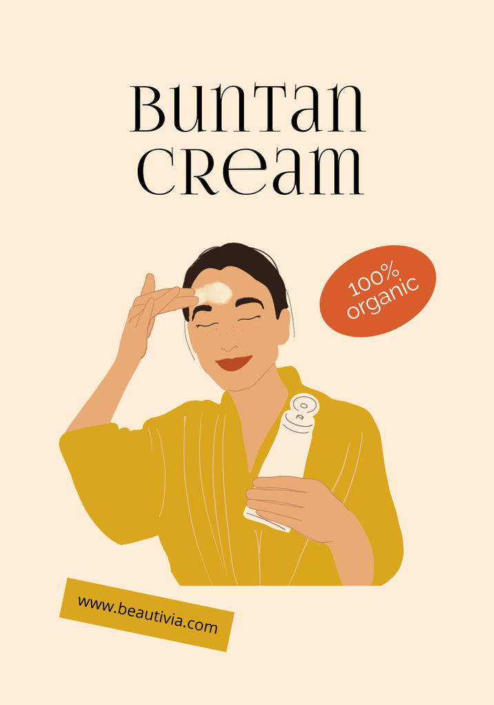 Woman is applying Tanning Cream Poster 28x40in Šablona návrhu