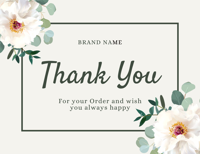 Best Wishes and Many Thanks For Your Order Thank You Card 5.5x4in Horizontal Design Template