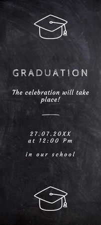 Plantilla de diseño de Anuncio de graduación con estudiante escrito en Blackboard Invitation 9.5x21cm 