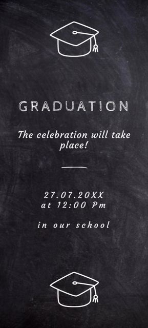 Graduation Announcement on Background of Chackboard Invitation 9.5x21cm Design Template
