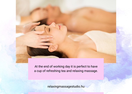 Woman and Man relaxing in Spa Postcard Design Template