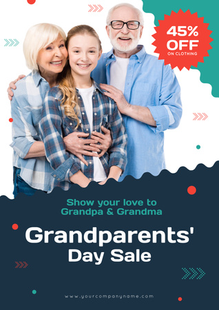 Grandparents Day Sale with Discount Poster Design Template
