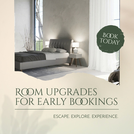 Hotel Room Upgrades For Booking As Gift Offer Animated Post Design Template