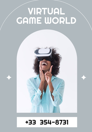 Woman in Virtual Reality Glasses Poster 28x40in Design Template