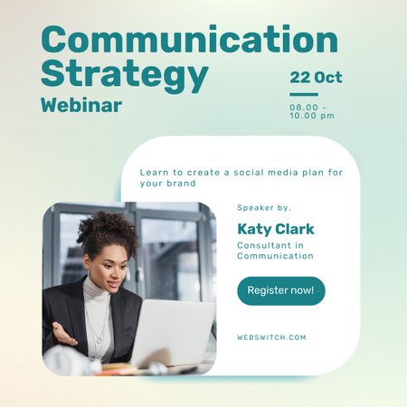 Platilla de diseño Webinar on Communication Strategy Green LinkedIn post