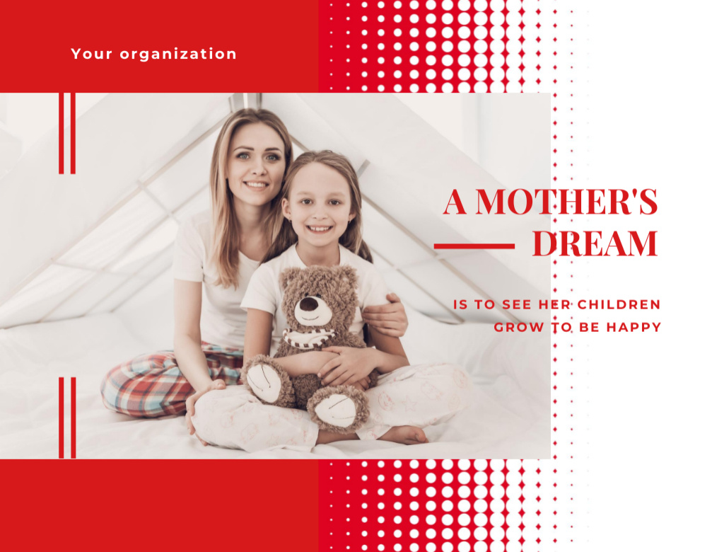 Ontwerpsjabloon van Postcard 4.2x5.5in van Happy Mother And Daughter With Quote About Dreams