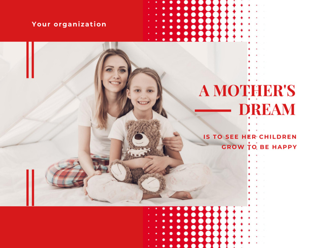 Happy Mother And Daughter With Quote About Dreams Postcard 4.2x5.5inデザインテンプレート