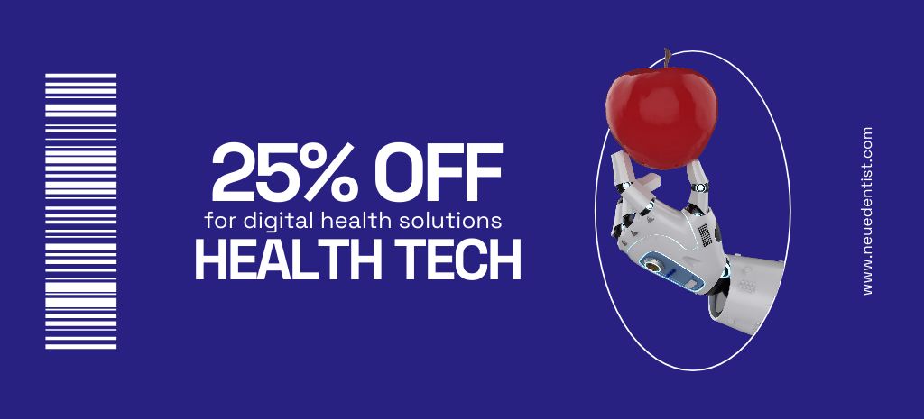 Announcement Of Discounts For Health Tech Products Coupon 3.75x8.25in Modelo de Design