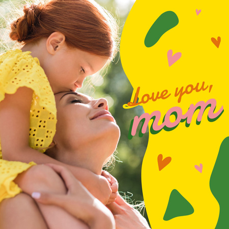 Hyvää äitiä ja tytärtä äitienpäivänä lauseella Instagram Design Template