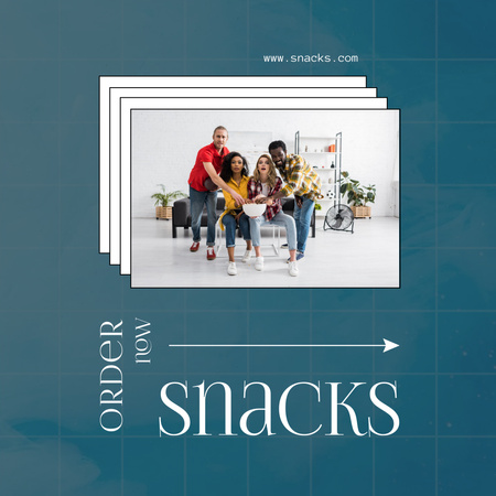 Young Friends Eating Popcorn Instagram AD – шаблон для дизайна