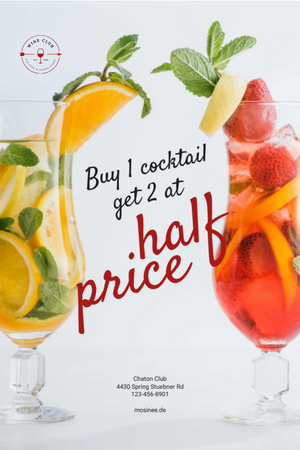 Platilla de diseño Half Price Offer with Cocktails in Glasses Tumblr
