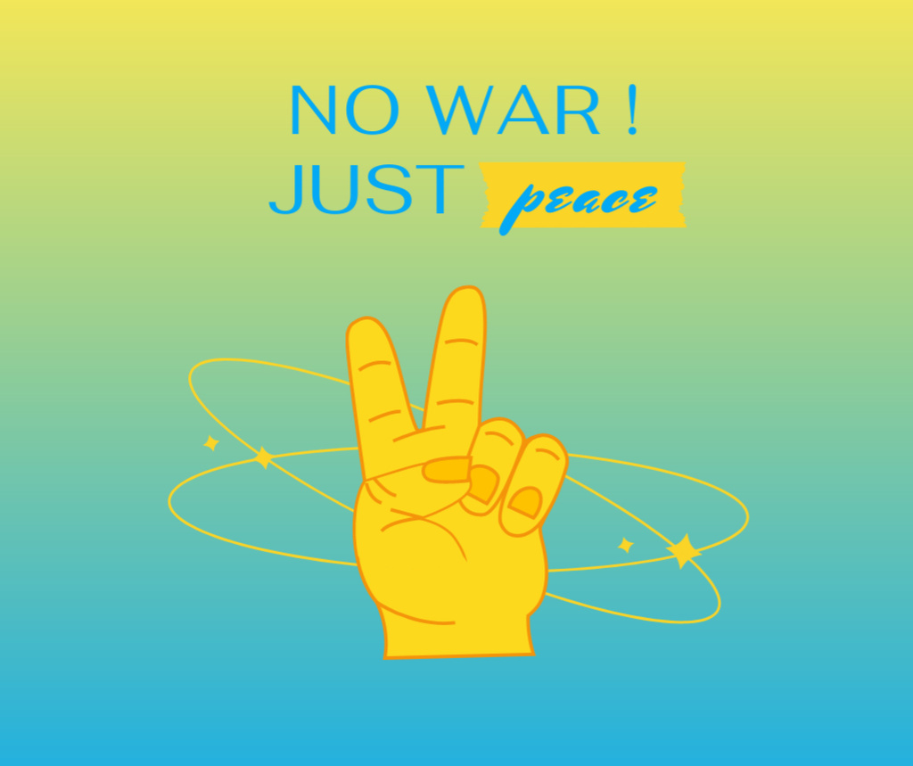 Victory Sign for No War Facebook Design Template