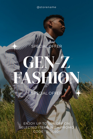 Special Offer of Fashion Collection with Young Stylish Guy Tumblr Design Template