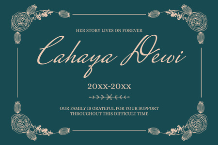 Funeral Remembrance Card with Roses Postcard 4x6in Design Template