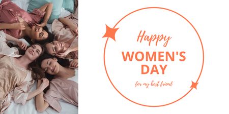 Dia Internacional da Mulher com Jovens Mulheres Felizes Twitter Modelo de Design