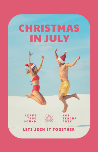 Ontwerpsjabloon van Flyer 5.5x8.5in van Enthusiastic Christmas Party Announcement in July In Pink