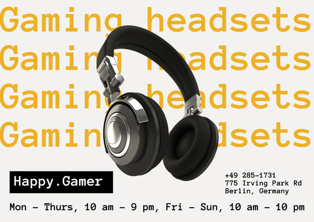 Offer Headphones for Happy Gamers Poster B2 Horizontal Design Template