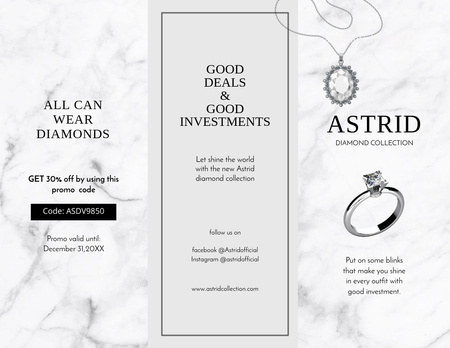 Designvorlage Werbung für ein Diamant-Juweliergeschäft für Brochure 8.5x11in
