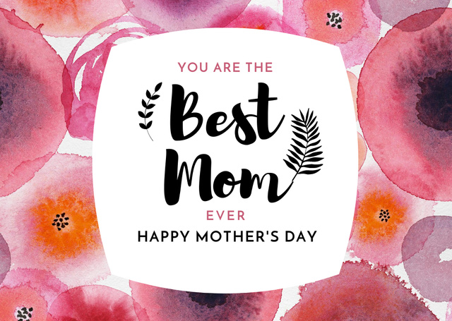 Mother's Day Greeting with Flowers Card Design Template