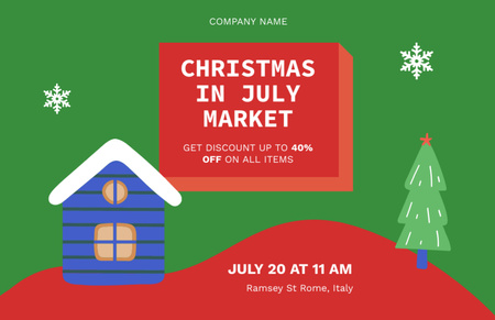 Christmas Market in July Flyer 5.5x8.5in Horizontal Design Template