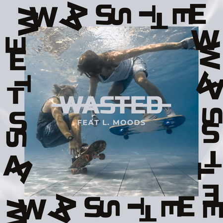 Boys with Skateboards underwater Album Cover Design Template