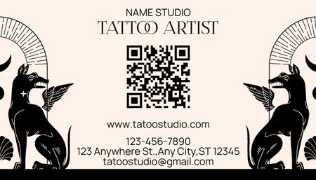 Plantilla de diseño de Oferta de servicio de estudio de tatuajes artísticos con ilustración Business Card US 