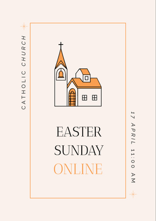 Easter Religious Service Announcement Flyer A6 Design Template
