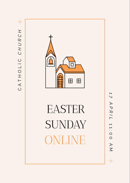 Easter Religious Service Announcement Flyer A6 Modelo de Design