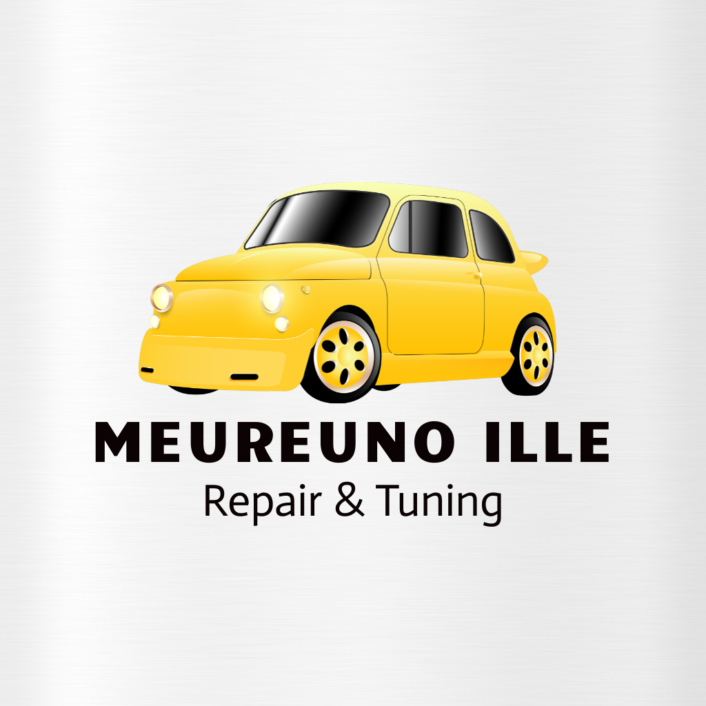 Illustration of Yellow Vintage Car Logo Tasarım Şablonu