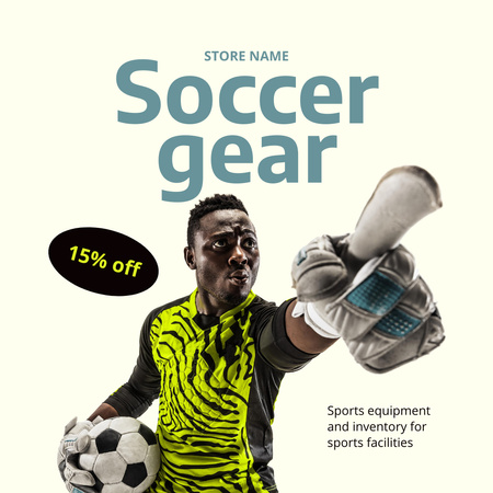 Designvorlage Angebot zum Verkauf von Fußballausrüstung mit Player in Glove für Instagram