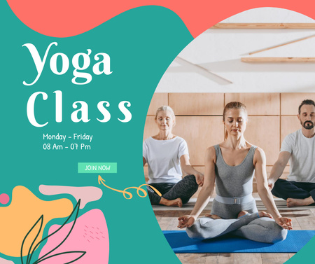 Ontwerpsjabloon van Facebook van Women Practicing Yoga in Lotus Pose