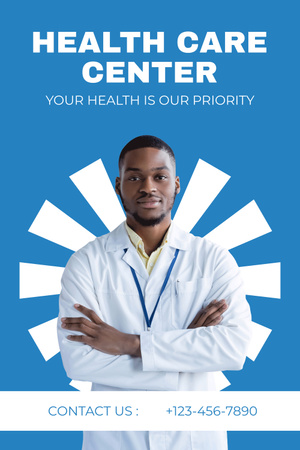Ontwerpsjabloon van Pinterest van Gezondheidszorgcentrumdiensten met arts