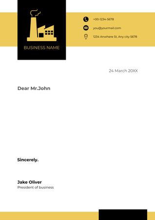 Μοντέρνο επιστολόχαρτο με εικονόγραμμα βαριάς βιομηχανίας Letterhead Πρότυπο σχεδίασης
