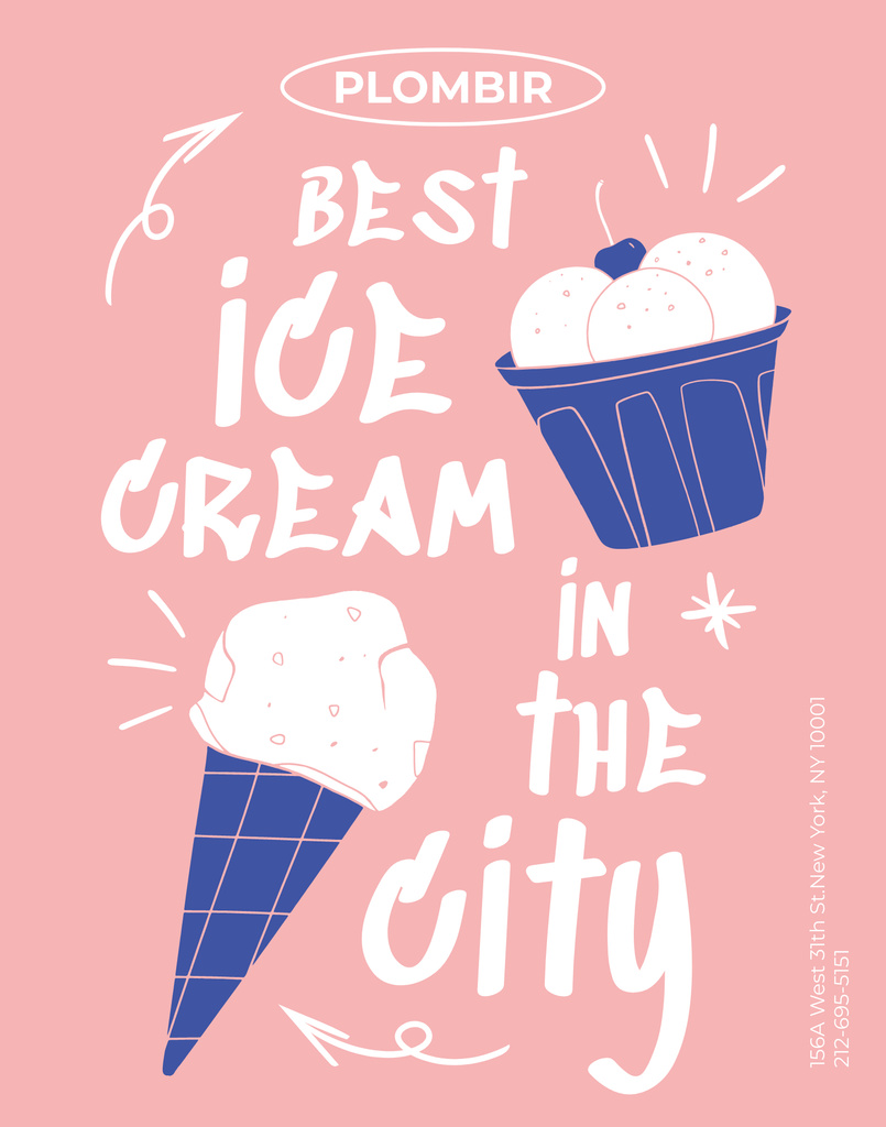 Ad of Ice Cream in Pink Poster 22x28in Design Template