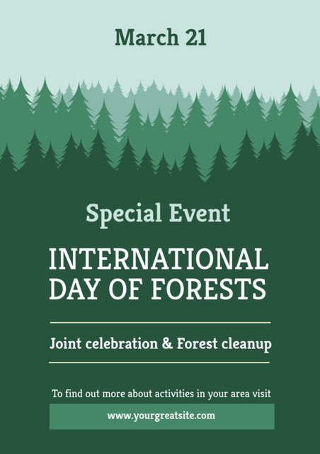 Platilla de diseño International Day of Forests Event Announcement Flyer A4