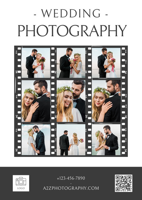 Photography Studio Offer with Happy Wedding Couple Poster Πρότυπο σχεδίασης