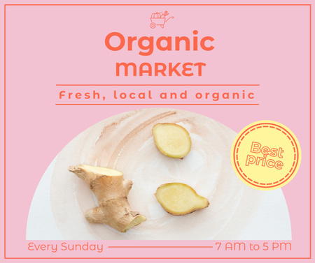 Advertising for Best Local Farmers Market on Pink Facebook Design Template