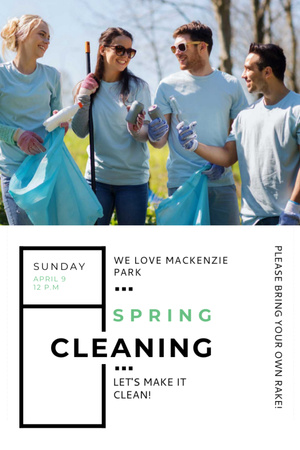Ecological Event Volunteers Collecting Garbage Invitation 6x9in Design Template